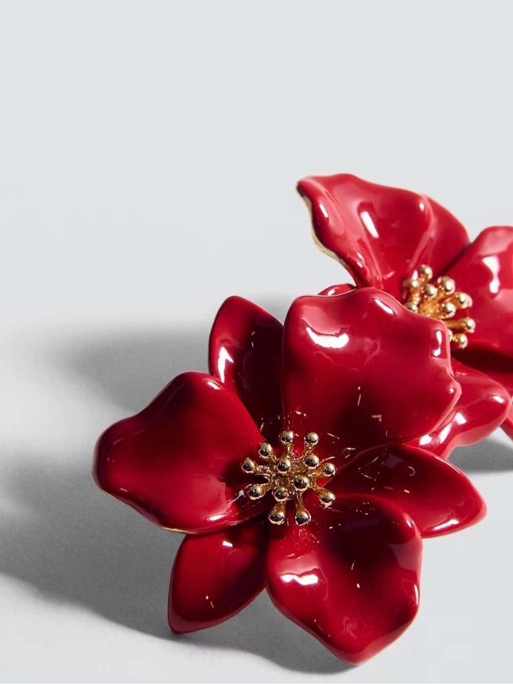 Mango Red Floral Gold-Center Earrings - Women Jewelry
